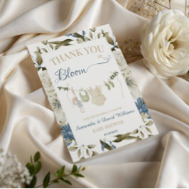 Tarjeta De Agradecimiento Baby in Bloom Botanical Clothesline Floral