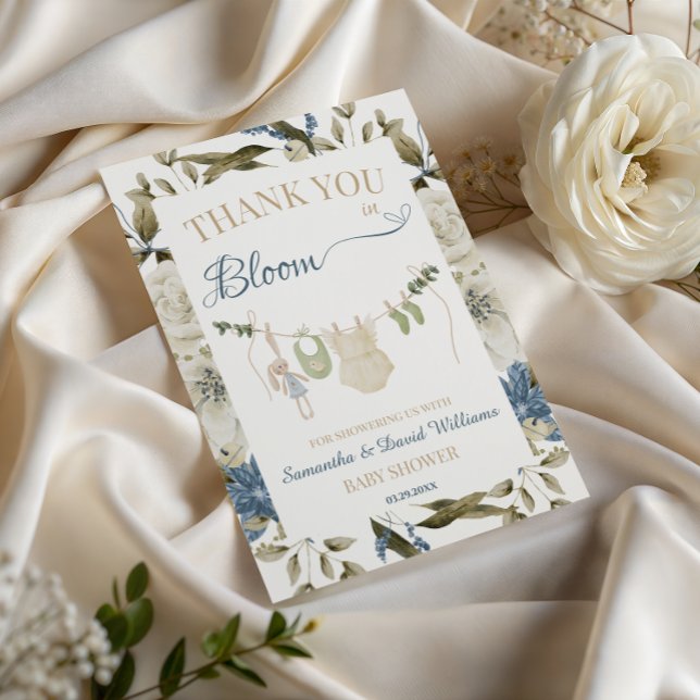 Tarjeta De Agradecimiento Baby in Bloom Botanical Clothesline Floral (Subido por el creador)