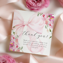 Tarjeta De Agradecimiento Baby In Bloom Bow Pink