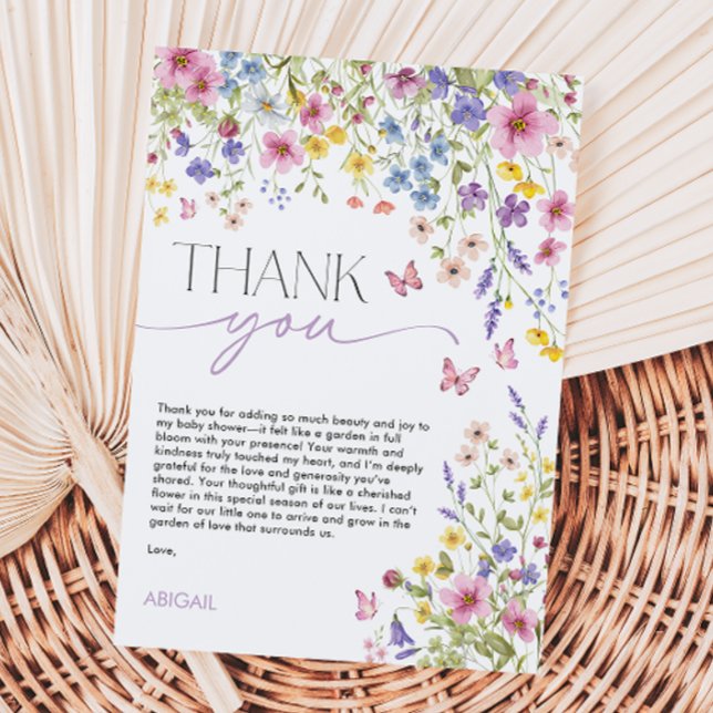 Tarjeta De Agradecimiento Baby in Bloom Butterfly Baby Shower (Baby in Bloom Butterfly Baby Shower Thank You Card)
