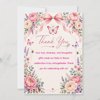 Tarjeta de agradecimiento Baby in Bloom con maripo