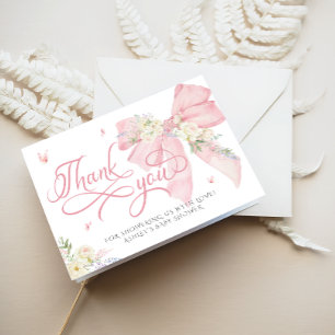 Tarjeta De Agradecimiento Baby In Bloom Cute Pink Bow Baby Shower Gracias