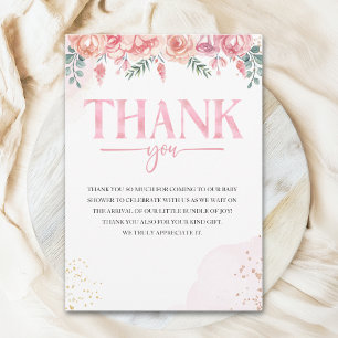 Tarjeta De Agradecimiento Baby in Bloom Floral Baby Shower