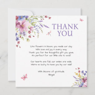 TARJETA DE AGRADECIMIENTO BABY IN BLOOM FLORAL WILDFLOWERS BABY SHOWER