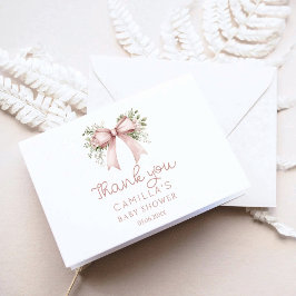 Tarjeta De Agradecimiento Baby In Bloom Pink Bow Baby Shower