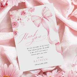 Tarjeta De Agradecimiento Baby in Bloom Pink Bow Thank You Card