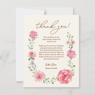 Tarjeta De Agradecimiento Baby In Bloom Watercolor wildflowers Baby Shower