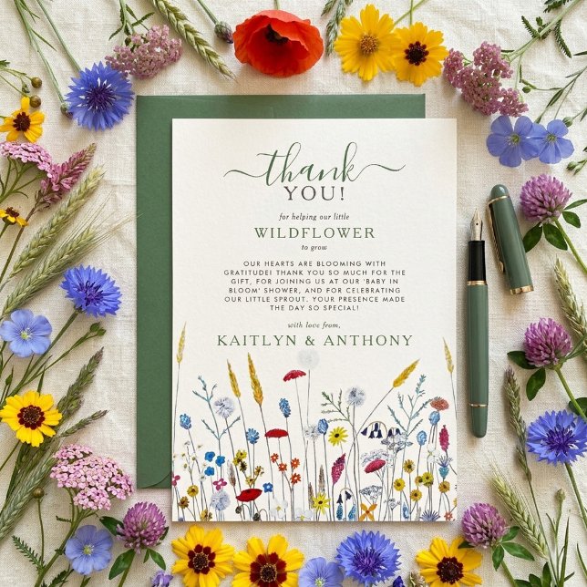 Tarjeta De Agradecimiento Baby in Bloom Wildflower Meadow Baby Shower (Subido por el creador)