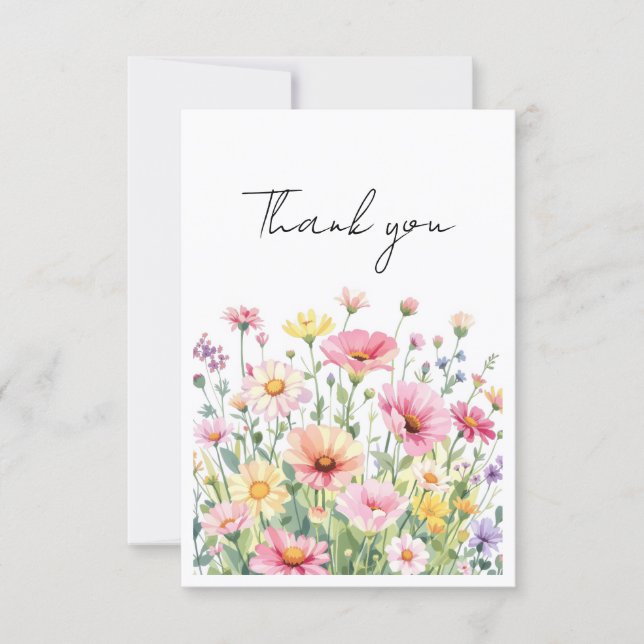Tarjeta De Agradecimiento Baby in Bloom Wildflower Thank you Cards (Anverso)