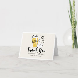 Tarjeta De Agradecimiento Baby is Brewing Beer Baby Bottle Beige Baby Shower