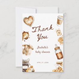Tarjeta De Agradecimiento Baby Is Brewing Cafe Bebe Coffee Brown Baby Shower