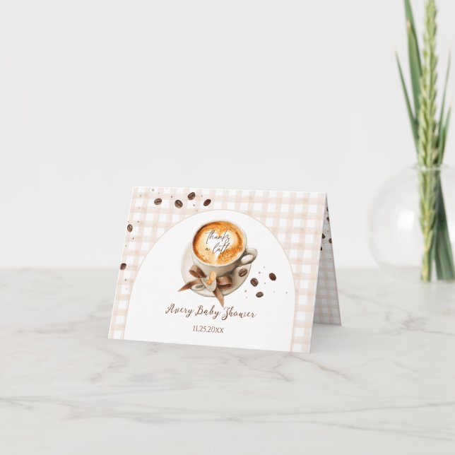 Tarjeta De Agradecimiento Baby is Brewing Coffee Bean Theme Baby Shower (Anverso)
