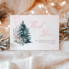 Tarjeta De Agradecimiento Baby its cold outside Pink Silver 