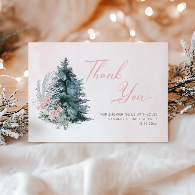 Tarjeta De Agradecimiento Baby its cold outside Pink Silver  (Subido por el creador)