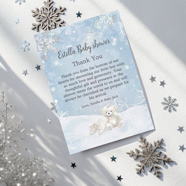 Tarjeta De Agradecimiento Baby, It's Cold Outside Teddy Bear Winter Thanks (Subido por el creador)