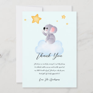 Tarjeta De Agradecimiento Baby Koala Llegando A Star Baby Shower