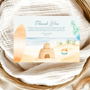 Tarjeta De Agradecimiento Baby on Board Beach Surf Baby Shower
