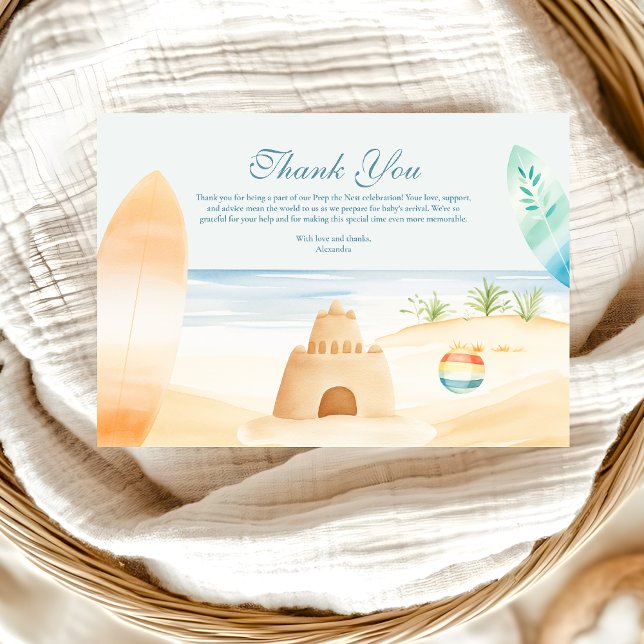 Tarjeta De Agradecimiento Baby on Board Beach Surf Baby Shower (Subido por el creador)