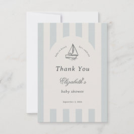 Tarjeta De Agradecimiento Baby On Board Elegant Blue Sailboat