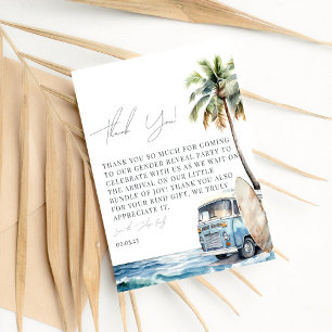 Tarjeta De Agradecimiento Baby on Board Surfing Baby Shower
