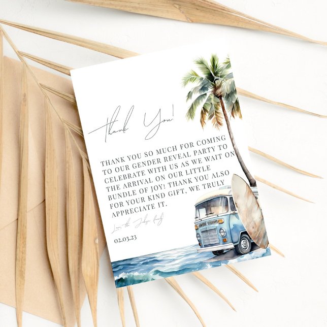 Tarjeta De Agradecimiento Baby on Board Surfing Baby Shower (Subido por el creador)