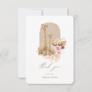 Tarjeta De Agradecimiento Baby Pampas Pampas Grass Giraffe Baby Shower