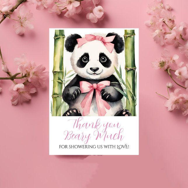 Tarjeta De Agradecimiento Baby Panda Bear Chicas Baby Shower Gracias (Subido por el creador)