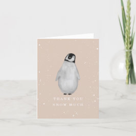 Tarjeta De Agradecimiento Baby Penguin Chica Rosa Winter Gracias Baby Shower