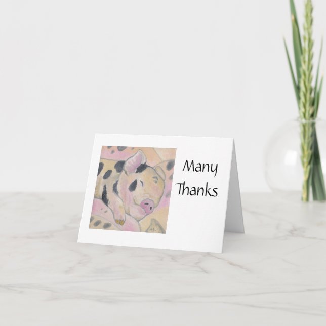 Tarjeta De Agradecimiento Baby Piglet Gracias Notecard (Anverso)