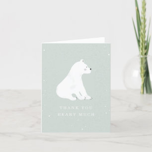Tarjeta De Agradecimiento Baby Polar Bear Blue Winter Gracias