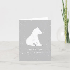 Tarjeta De Agradecimiento Baby Polar Bear Grey Winter Baby Shower Gracias