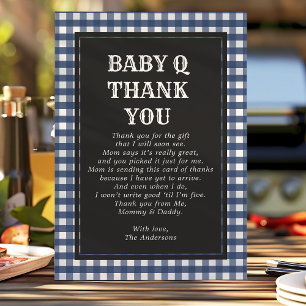 Tarjeta De Agradecimiento Baby Q Barbeque Rústico Campestre Baby Shower Azul