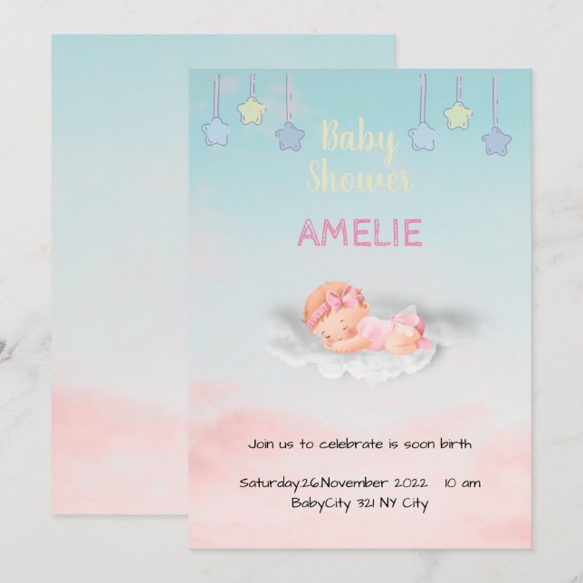 Tarjeta De Agradecimiento Baby Shower (Anverso / Reverso)