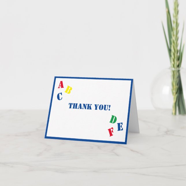 TARJETA DE AGRADECIMIENTO BABY SHOWER ABC (Anverso)