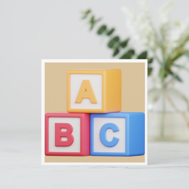 Tarjeta De Agradecimiento Baby Shower - Alphabet Blocks Luncheon (Anverso de pie)