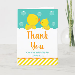 Tarjeta De Agradecimiento Baby Shower amarillo y verde dudoso de goma