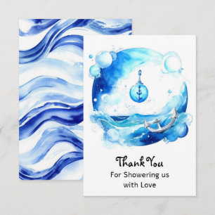 Tarjeta De Agradecimiento Baby Shower Anchored Love Nautical Boy