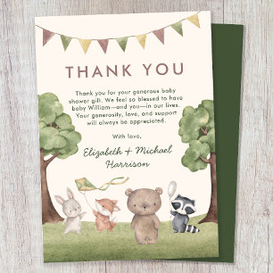 Tarjeta De Agradecimiento Baby Shower Animales del Bosque
