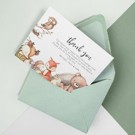 Tarjeta De Agradecimiento Baby Shower Animales del Bosque