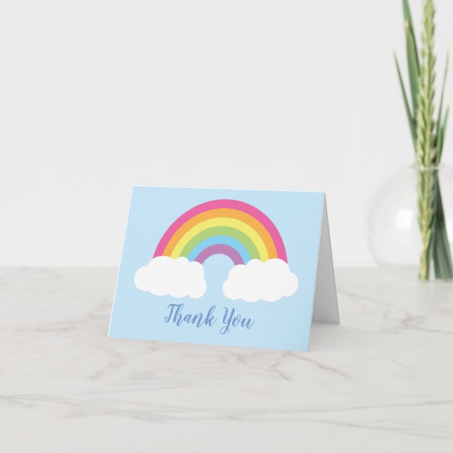 Tarjeta De Agradecimiento Baby Shower arcoiris (Anverso)