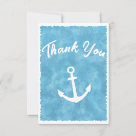 Tarjeta De Agradecimiento Baby Shower azul de ancla nautica