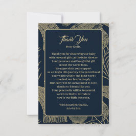 Tarjeta De Agradecimiento Baby Shower azul de ballena náutica vintage