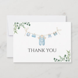 Tarjeta De Agradecimiento Baby Shower azul de la lavandería de color de agua