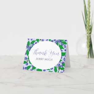 Tarjeta De Agradecimiento Baby Shower azul dulce Blueberry