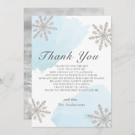 Tarjeta de agradecimiento Baby Shower azul Silver 