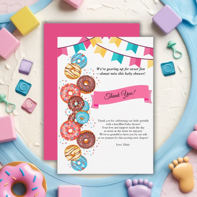 Tarjeta De Agradecimiento Baby Shower: Bebé Donut moderno rompe bóvedas (Subido por el creador)