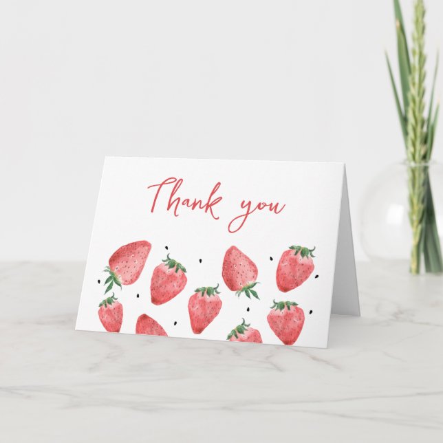 Tarjeta De Agradecimiento Baby Shower Berry Sweet Strawberry (Anverso)