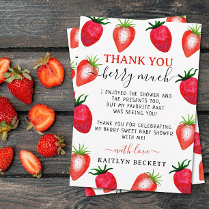 Tarjeta De Agradecimiento Baby Shower Berry Sweet Strawberry