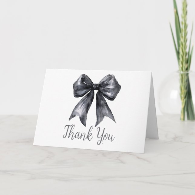 Tarjeta De Agradecimiento Baby Shower Black Coquette Bow (Anverso)