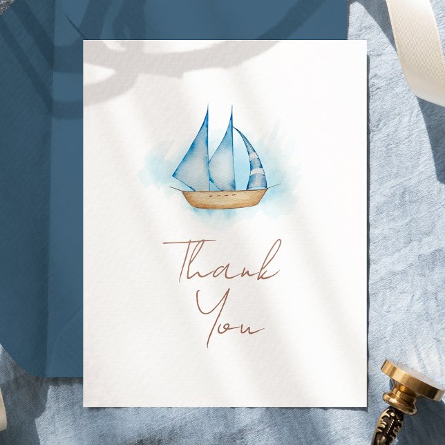 Tarjeta De Agradecimiento Baby Shower blanco de aventura náutica (Subido por el creador)